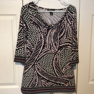 WHBM 3/4 sleeve black/white/purple Top